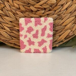 🆕 Pink Cow Punch Needle Coaster